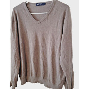 J Crew Men's Large V Neck Gray Cotton Cashmere Blend Dress Up Cozy